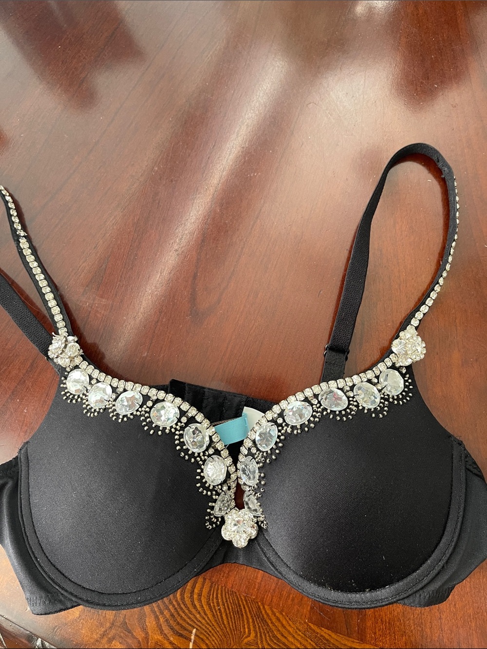 Marciano Black Bra with Rhinestone Embellishment